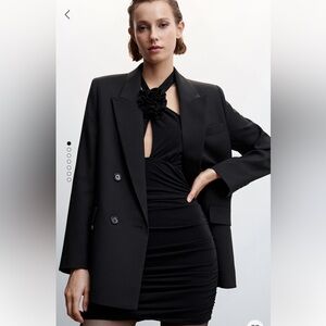 MANGO double breasted tuxedo blazer